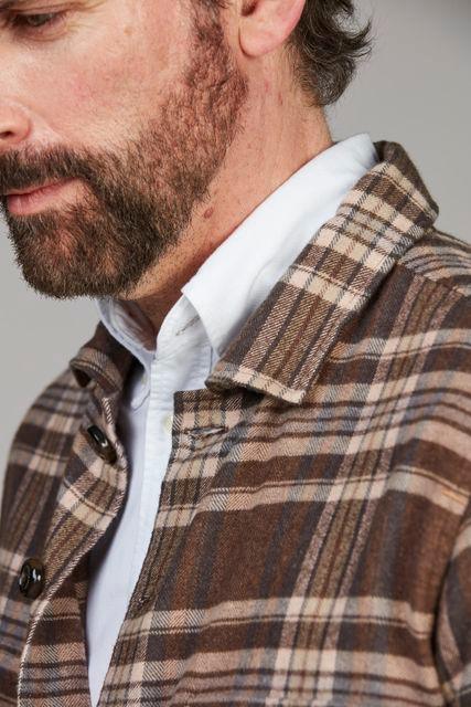 Hansen & Jacob Herringbone Check Overshirt i brun