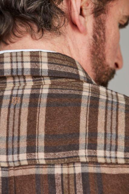 Hansen & Jacob Herringbone Check Overshirt i brunt rutmönster