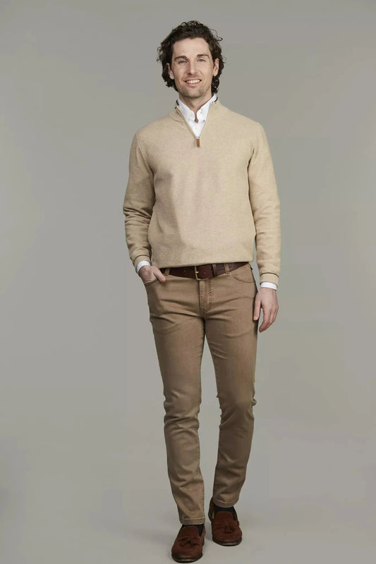 Hansen and Jacob herr byxor, femficksmodell, ljusbruna, silk touch-look
