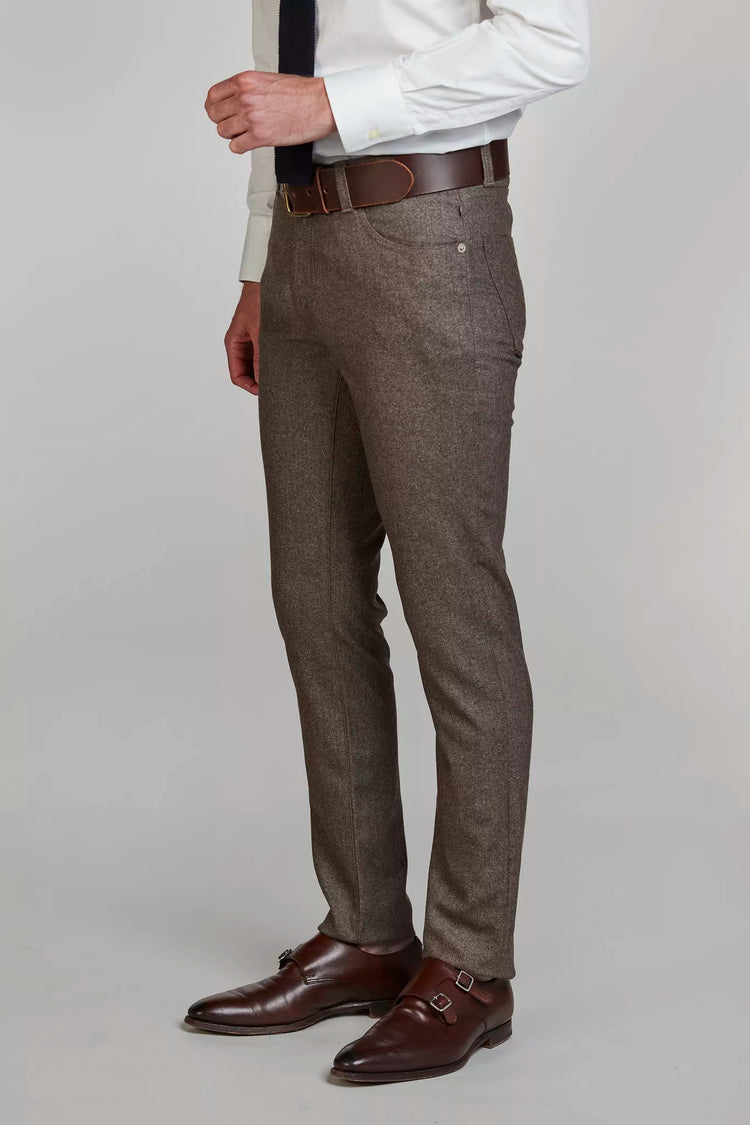 5-PKT MERANO CASHMERE BLEND - BROWN 65