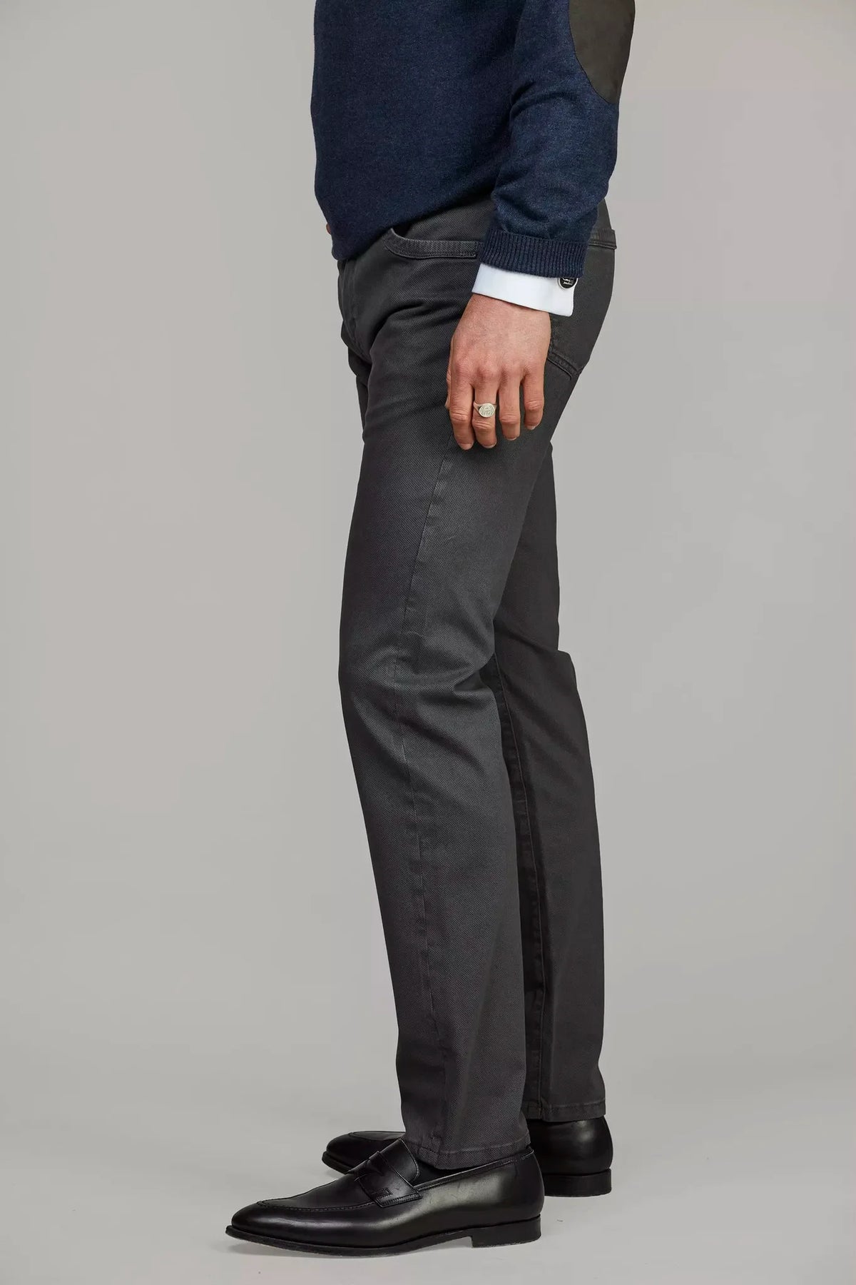 Hansen & Jacob 5-PKT Cut'n Sew Bormio Print grå byxor herr