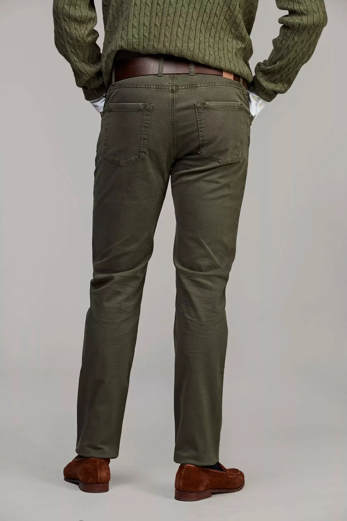 Hansen & Jacob 5-PKT Cut'n Sew Bormio Print byxor i olive green