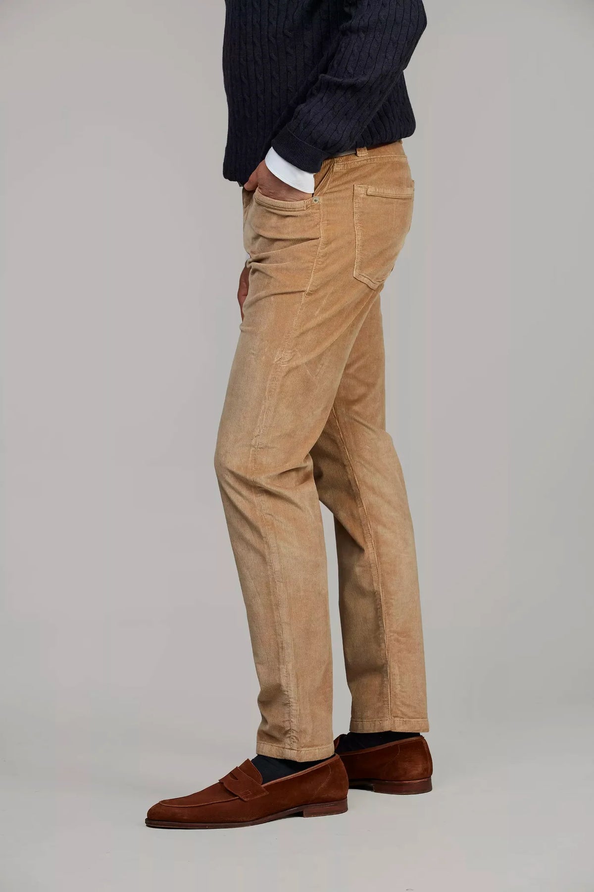 Hansen & Jacob beige manchesterbyxor 5-PKT Cut'n Sew Enso Cord