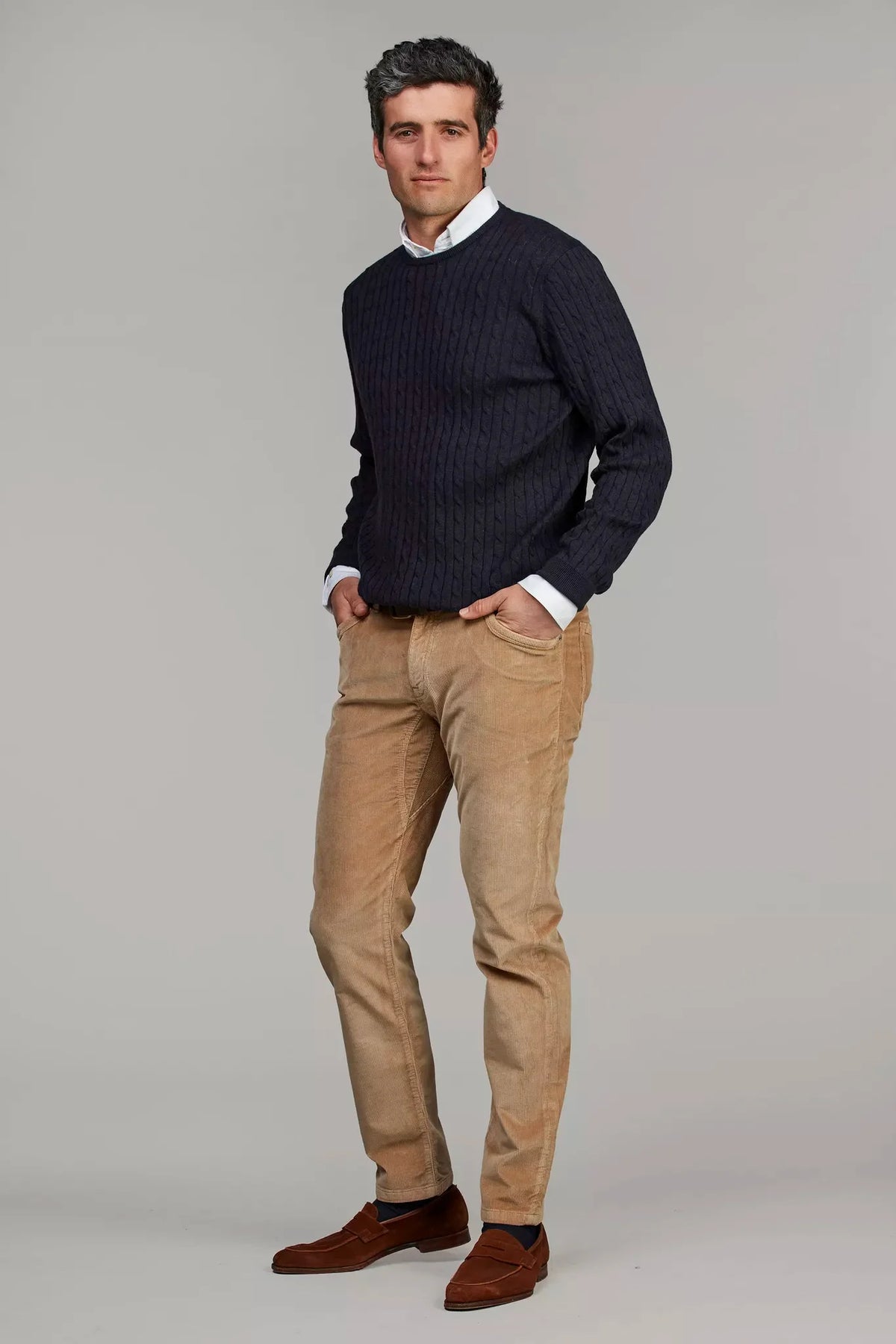 Hansen & Jacob Cut'n Sew Enzo cordbyxor i beige