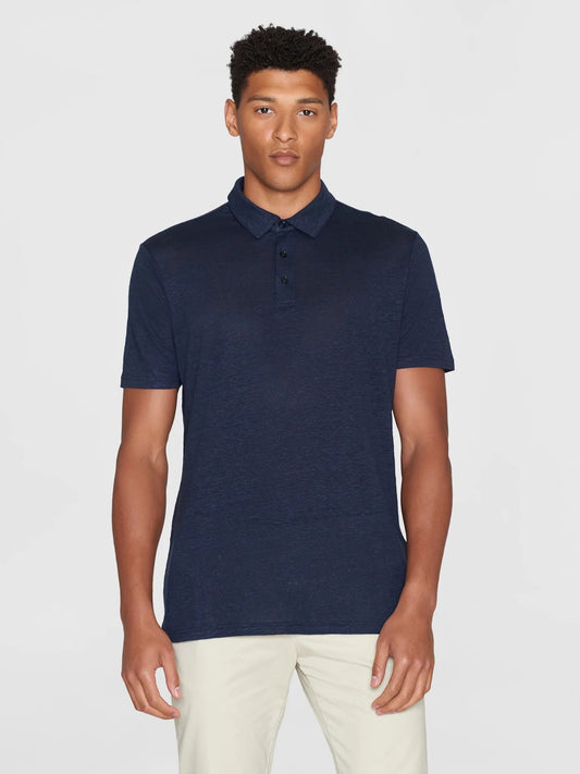 Regular linen polo - 1001 Total Eclipse