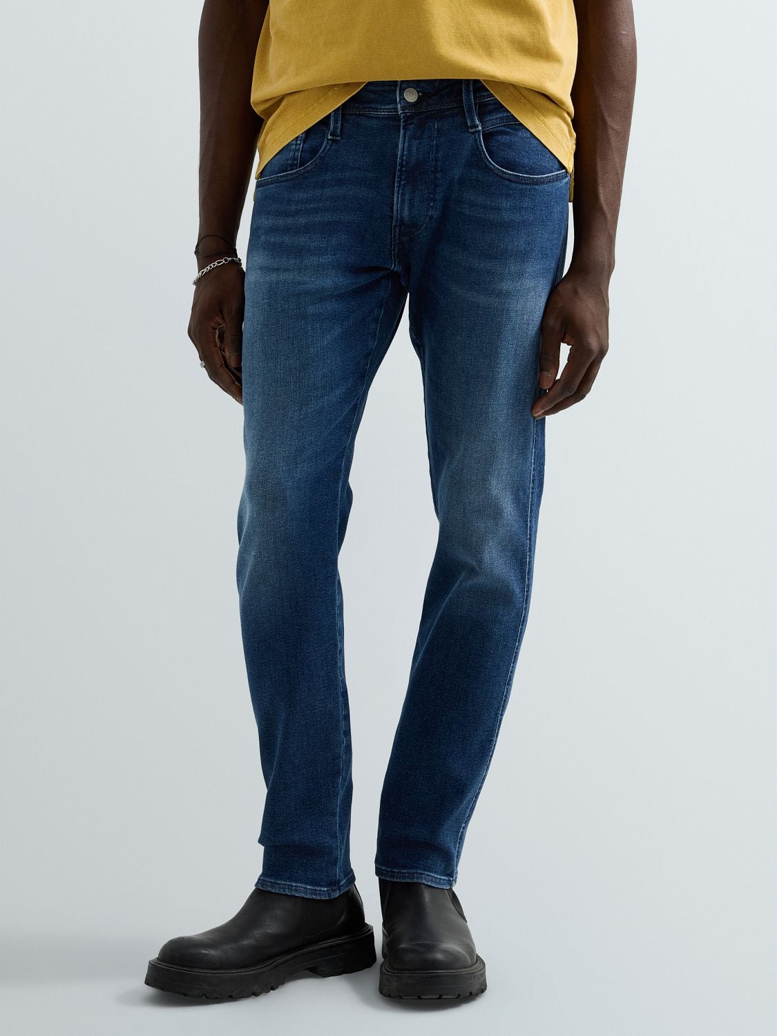 Anbass slim fit-jeans - Mellanblå – bild 2