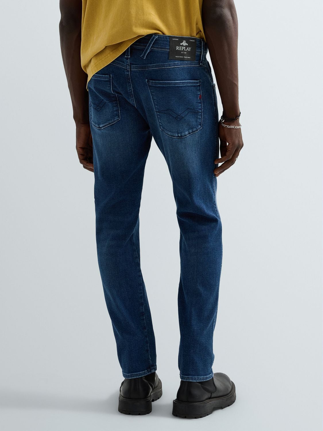Anbass slim fit-jeans - Mellanblå – bild 3