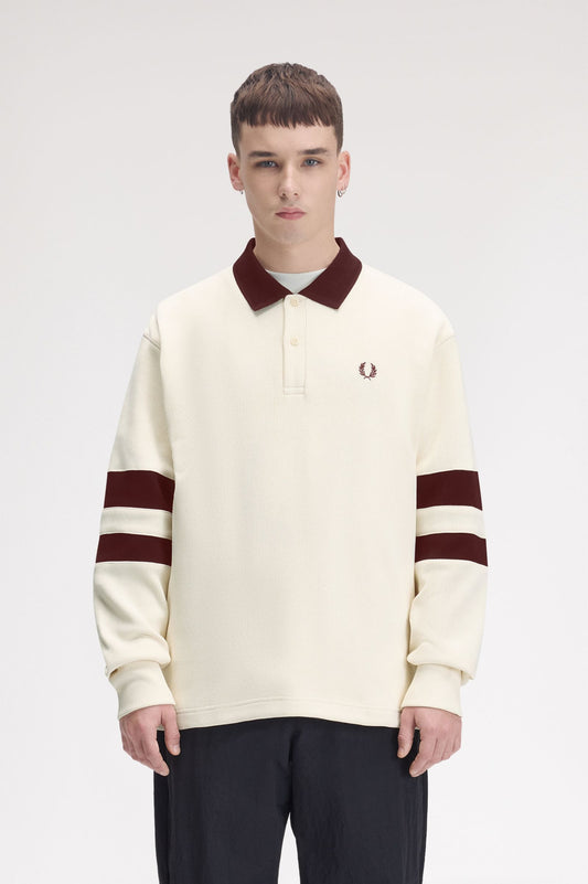 TIPPEDSLEEVE COLLARED SWEATSHIRT - Ecru