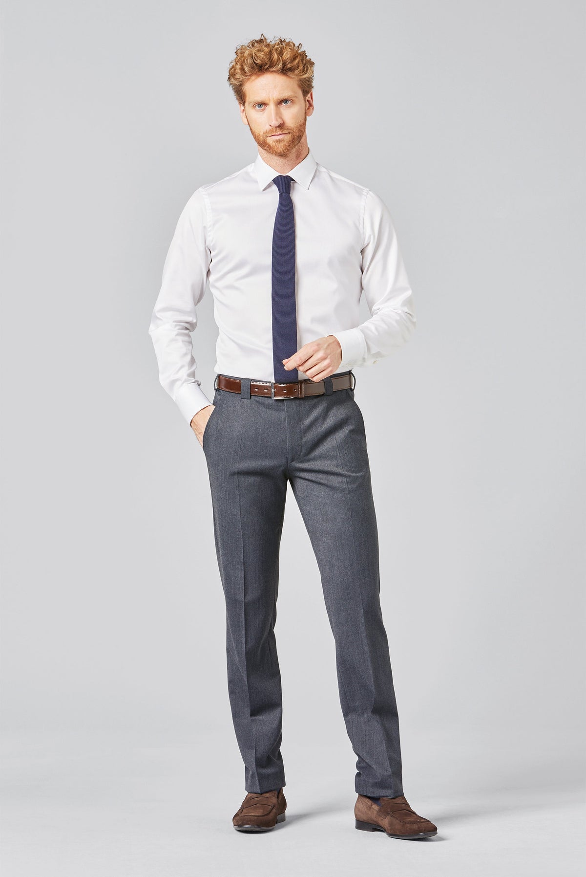 Roma Premium Soft Twill Byxor - Mellangrå – baksida