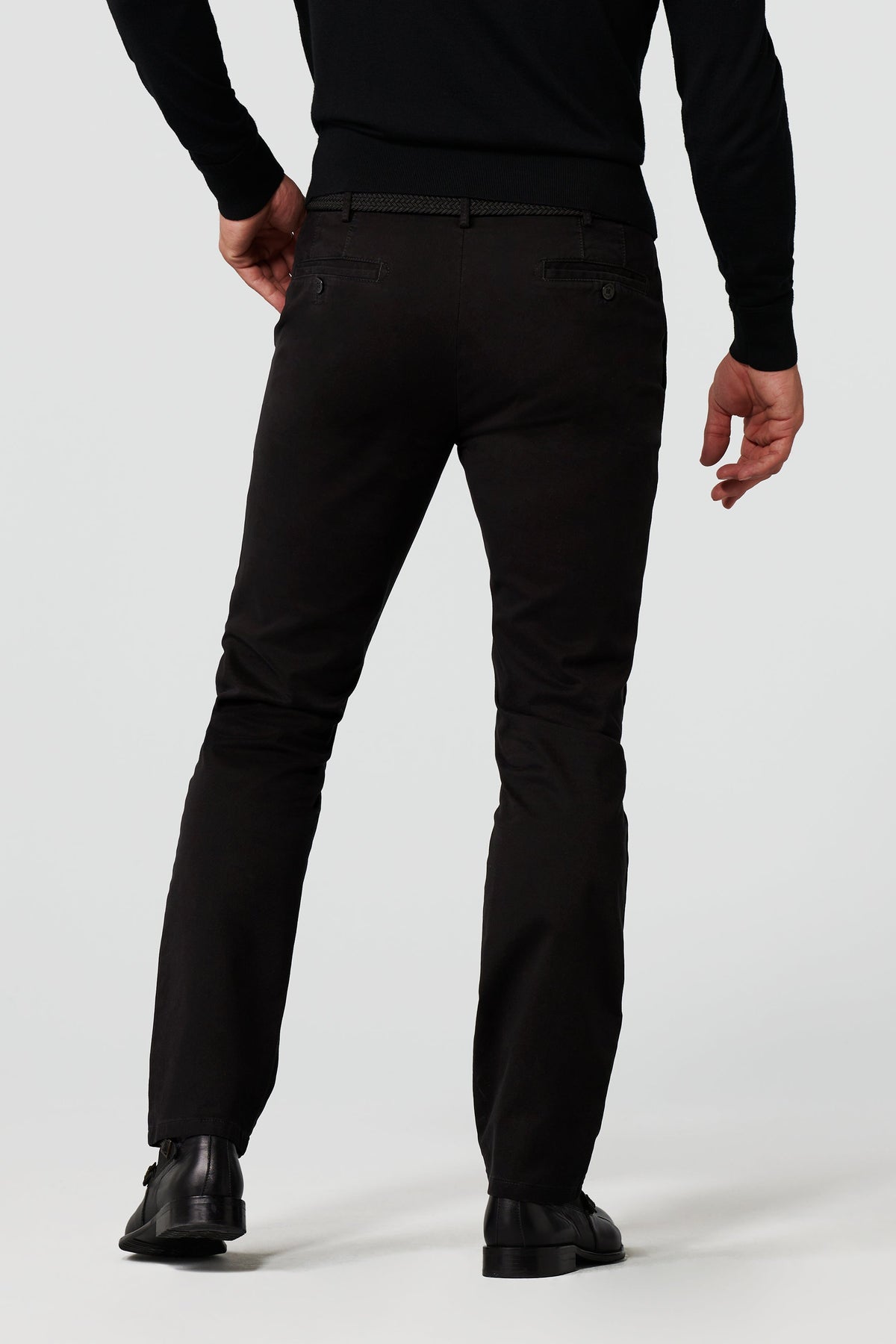 Roma Regular Chinos - Svart – detalj