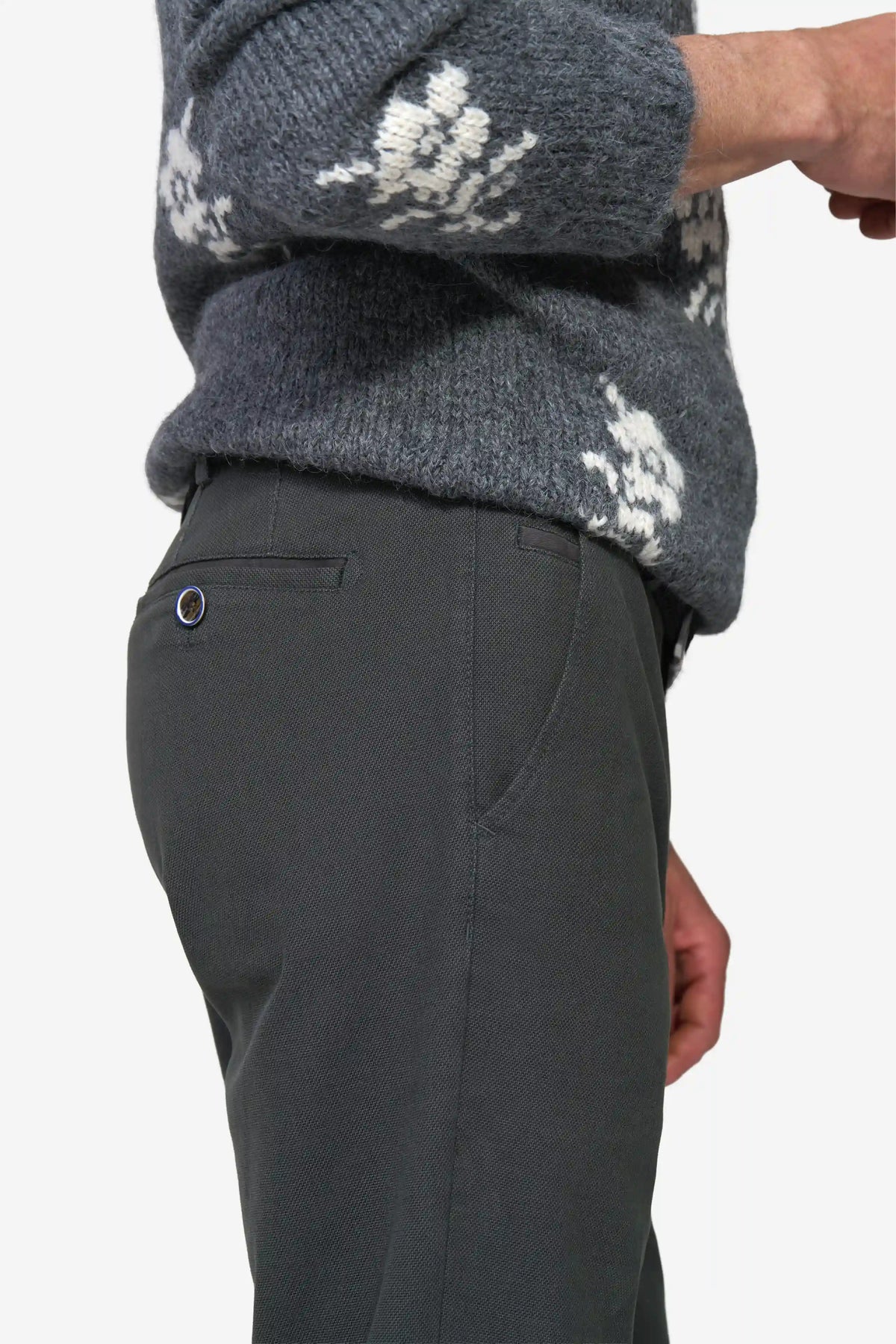 Roma Micro Fantasy Chinos - Kolgrå – detalj