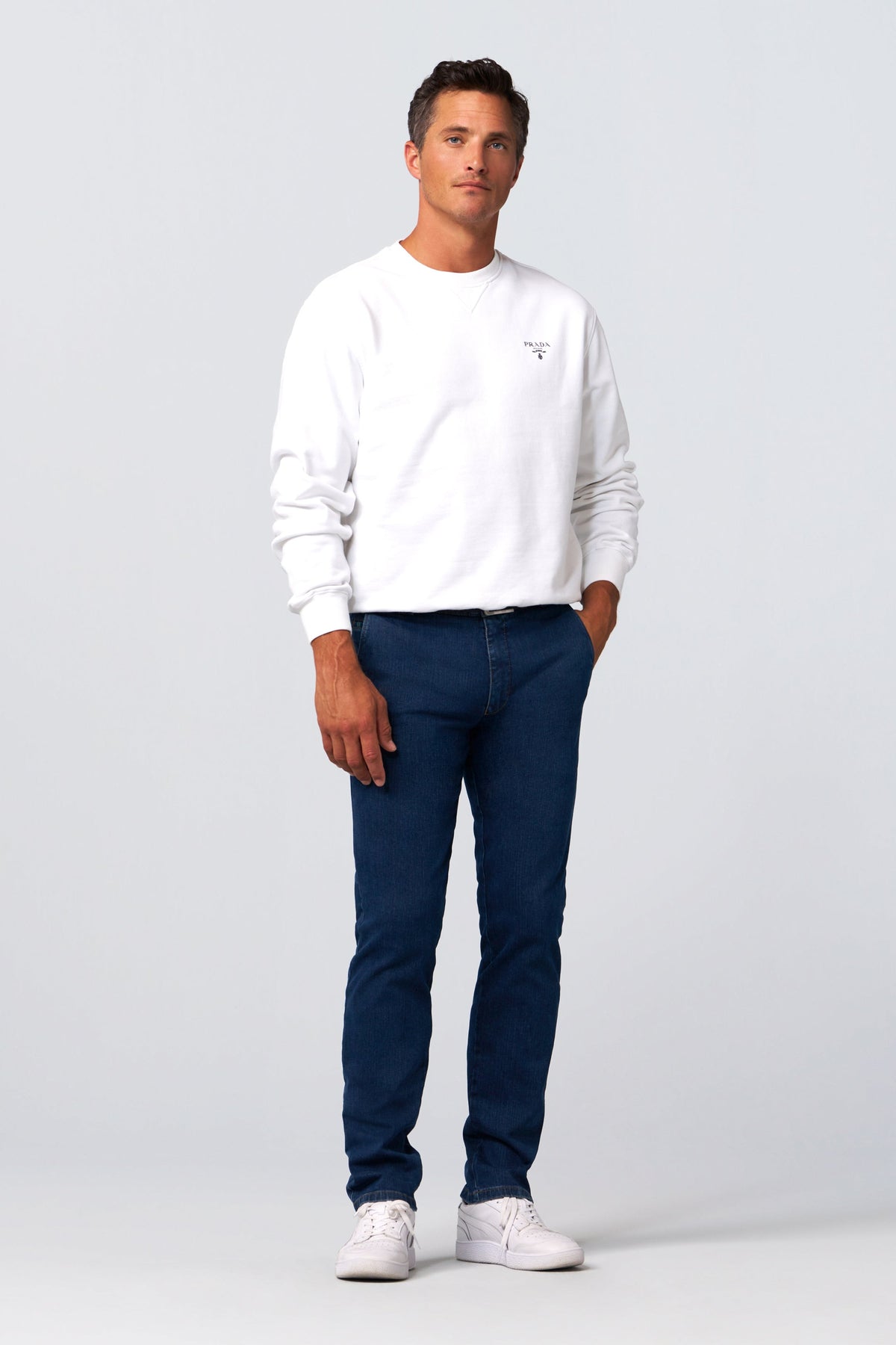Roma Denim Chinos - Stenblå – baksida