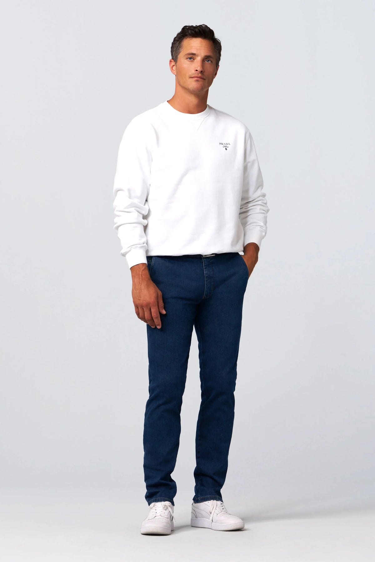 Meyer Roma Denim Chinos stenblå