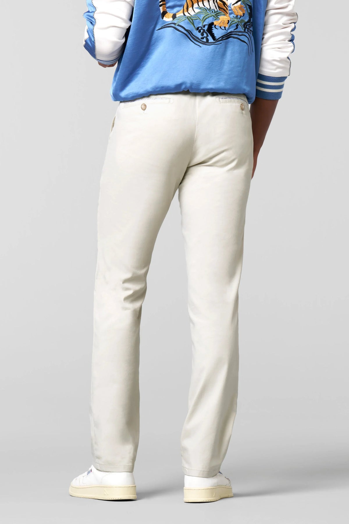 Roma Fine Cotton Texture Chinos - Beige – detalj
