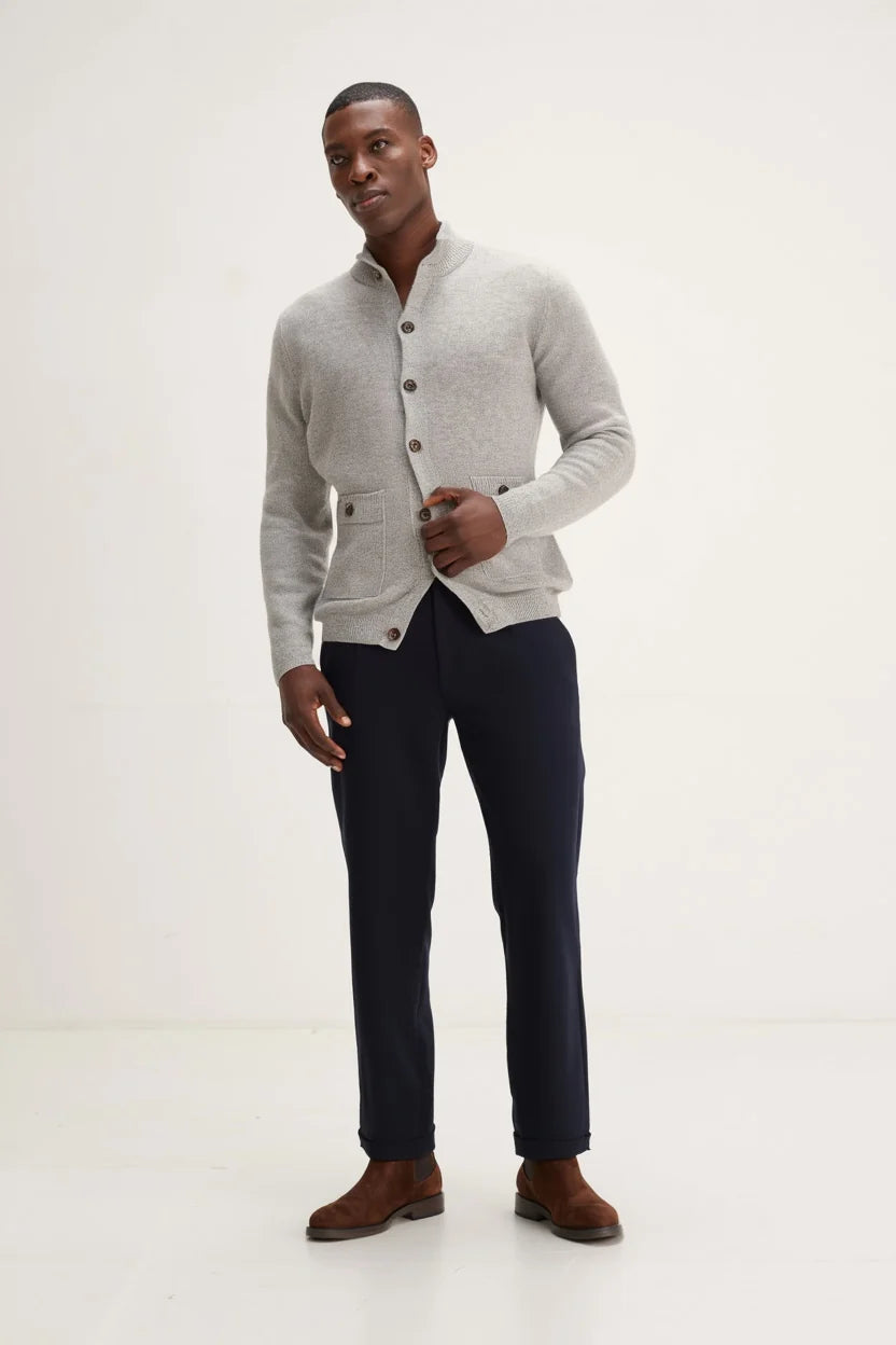 Man Buttoned Jacket 100% Cashmere - light grey