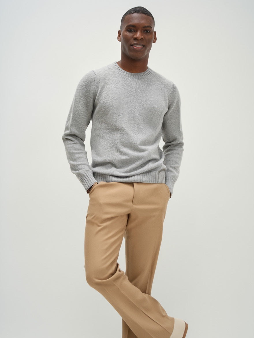 Man Chunky O-neck Sweater - Light Grey – bild 2
