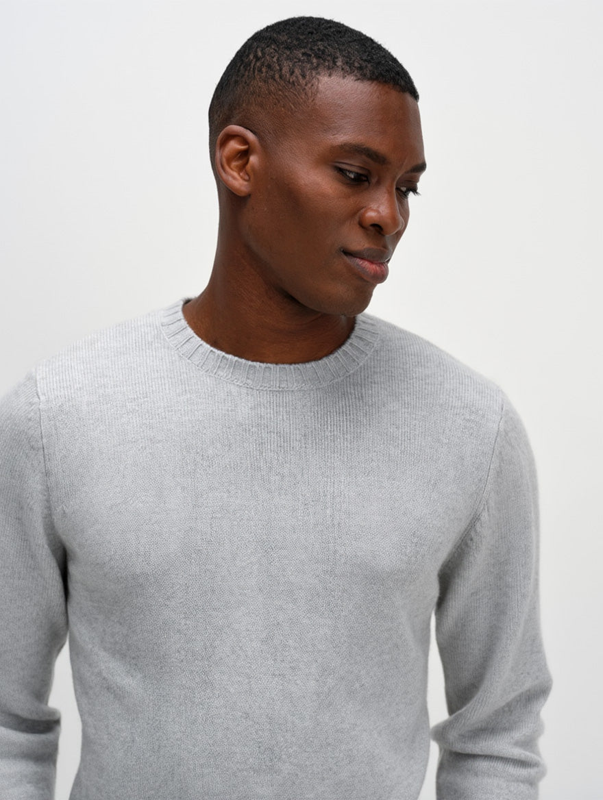 Man Chunky O-neck Sweater - Light Grey – bild 1