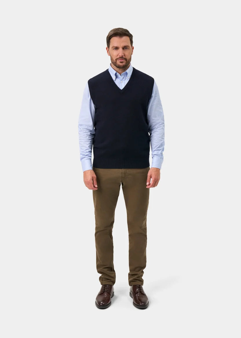Norfolk Lambswool V-Neck Slipover - Navy