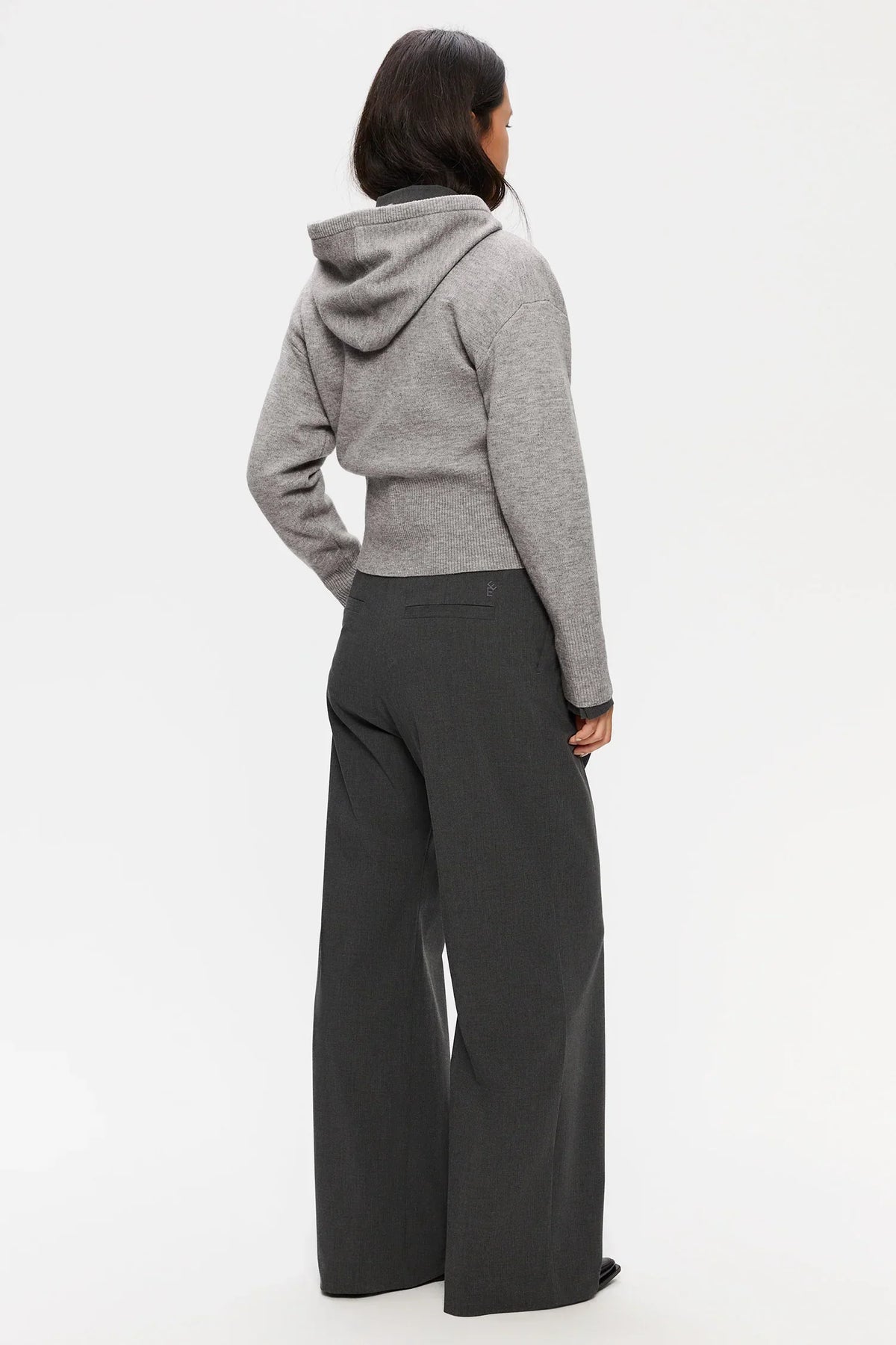 Elvine Minva stickad hoodie i grey melange