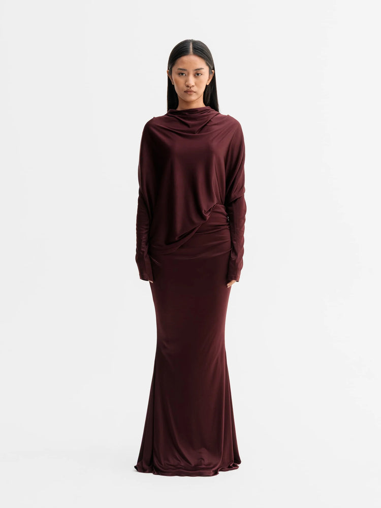 Myra jersey skirt - burgundy