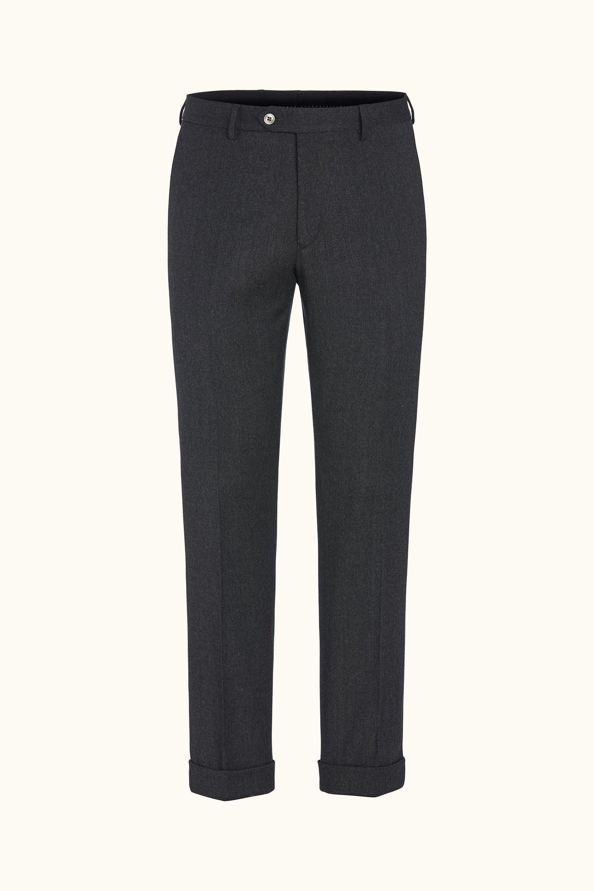 Dandy Regular Fit Flanellbyxor - Mörkgrå – produktbild framsida