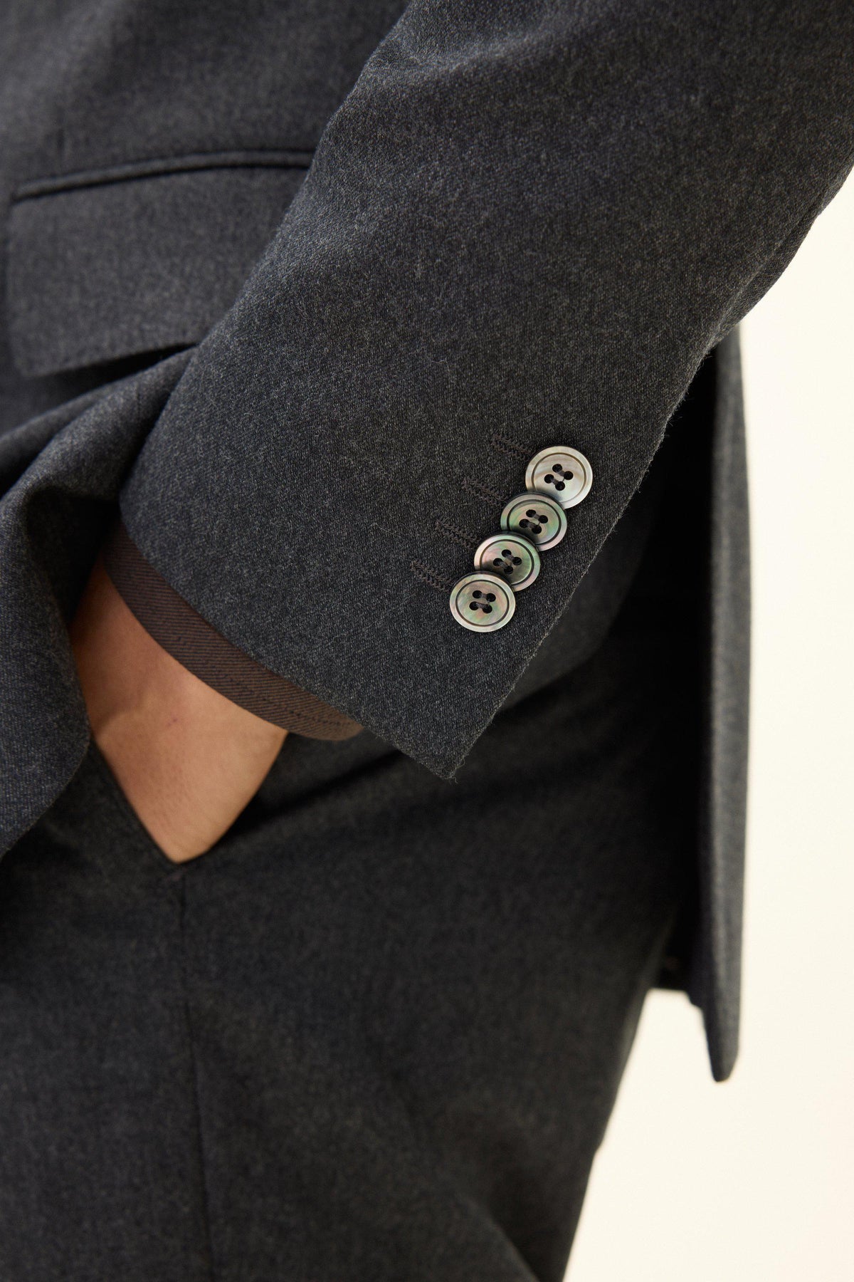 Fogerty Regular Fit Flanellkavaj - Mörkgrå – detalj