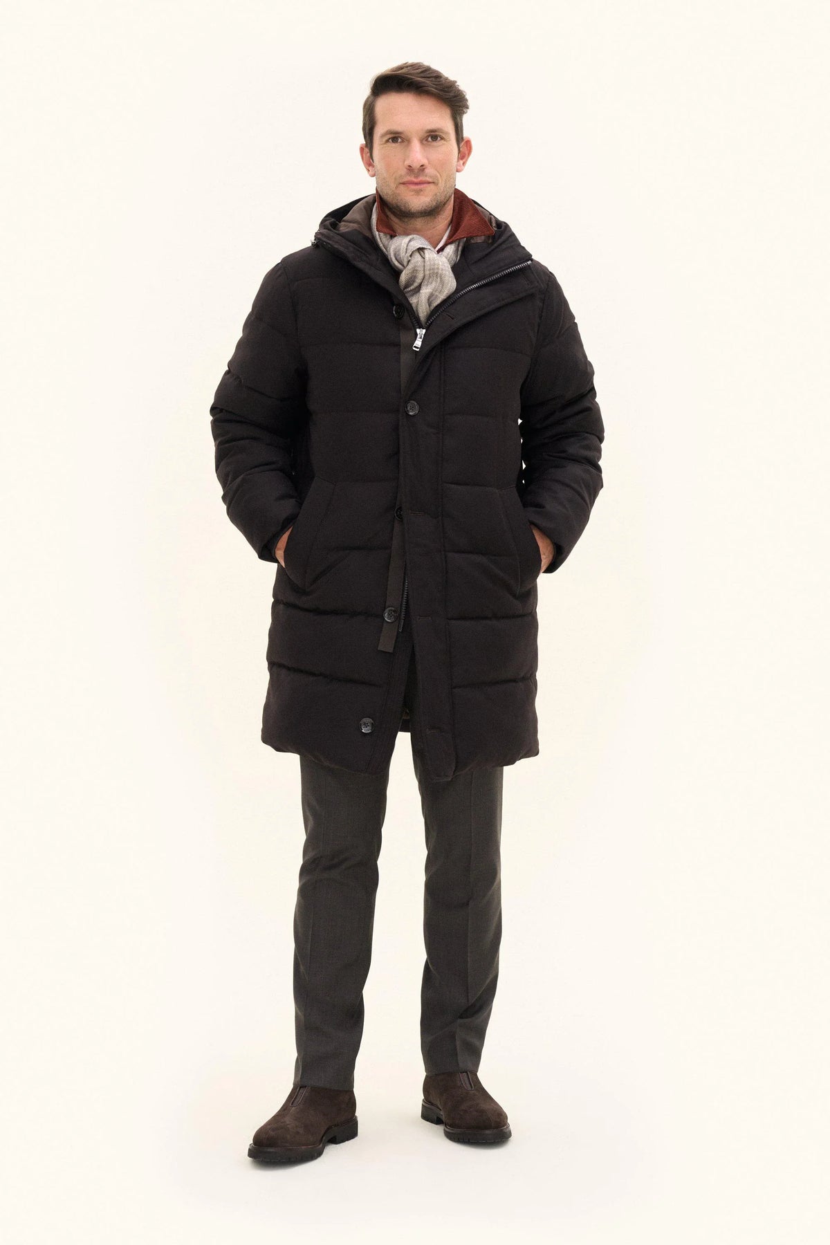 Vadderad Parkas Flanell - Brun – modellbild