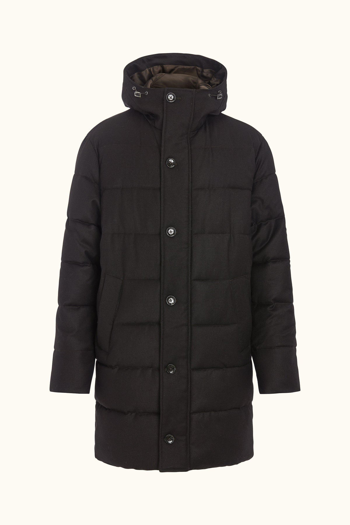 Vadderad Parkas Flanell - Brun – produktbild framsida