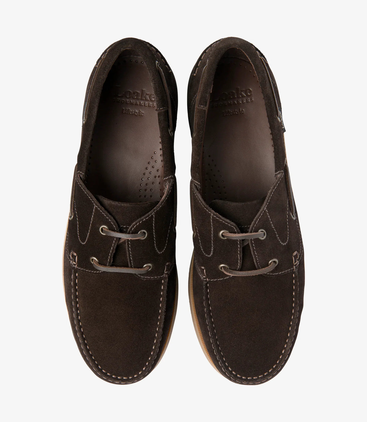 Loake mörkbruna skor i nubuck med snöre, herr