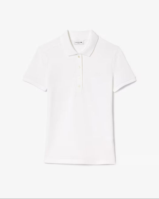 Slim Fit Stretch Piqué Polo Shirt - Vit