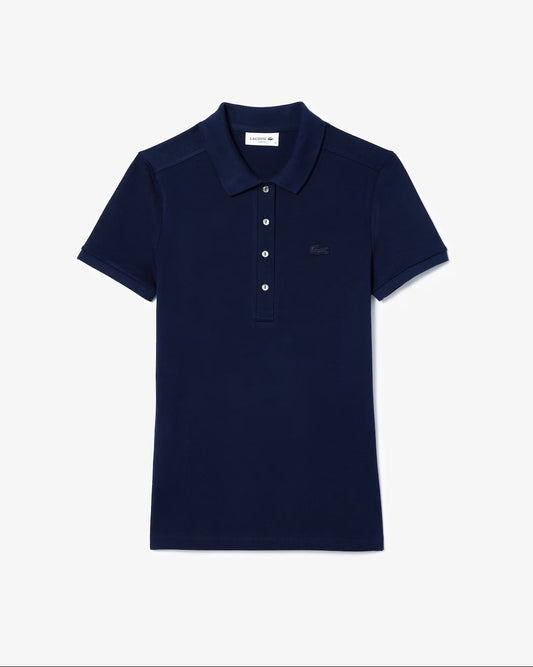 Slim Fit Stretch Piqué Polo Shirt - Marinblå