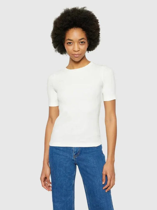 Ribbad t-shirt Star White kort ärm dam
