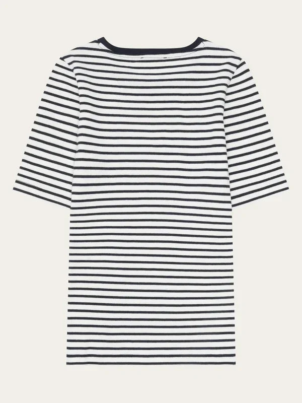 Rib t-shirt herr marinblå-vit randig kortärmad