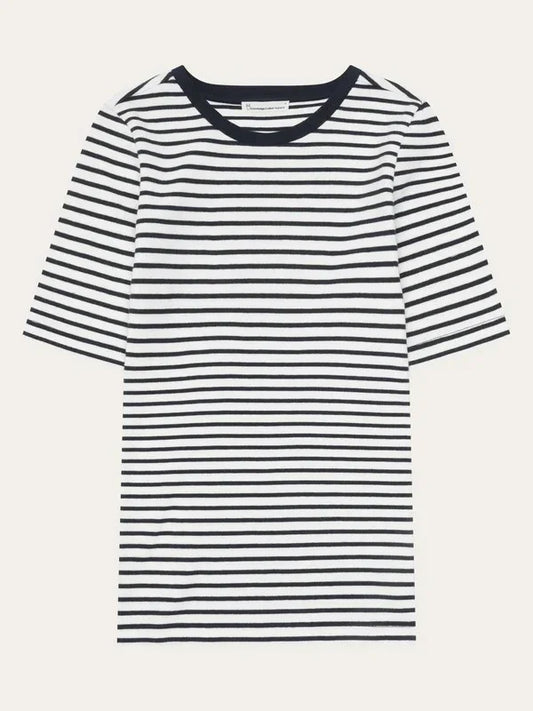 Randig ribbad t-shirt herr marinblå och vit kortärmad