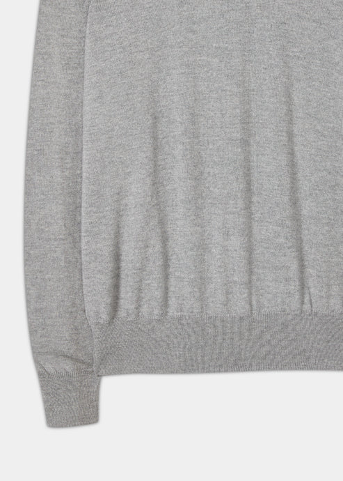 Linton Roll Neck Merinoull - Ljusgråmelerad