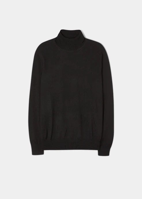 Linton Roll Neck Merinoull - Black