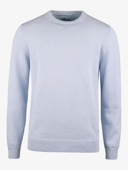 Sweater Knitted Crew Neck Organic Cotton - Light blue