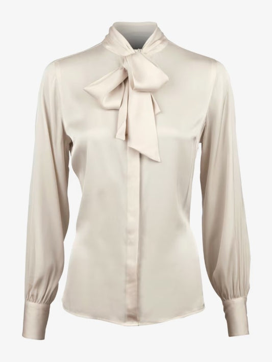 Selma Blouse, Bowtie Flyfront - Champagne