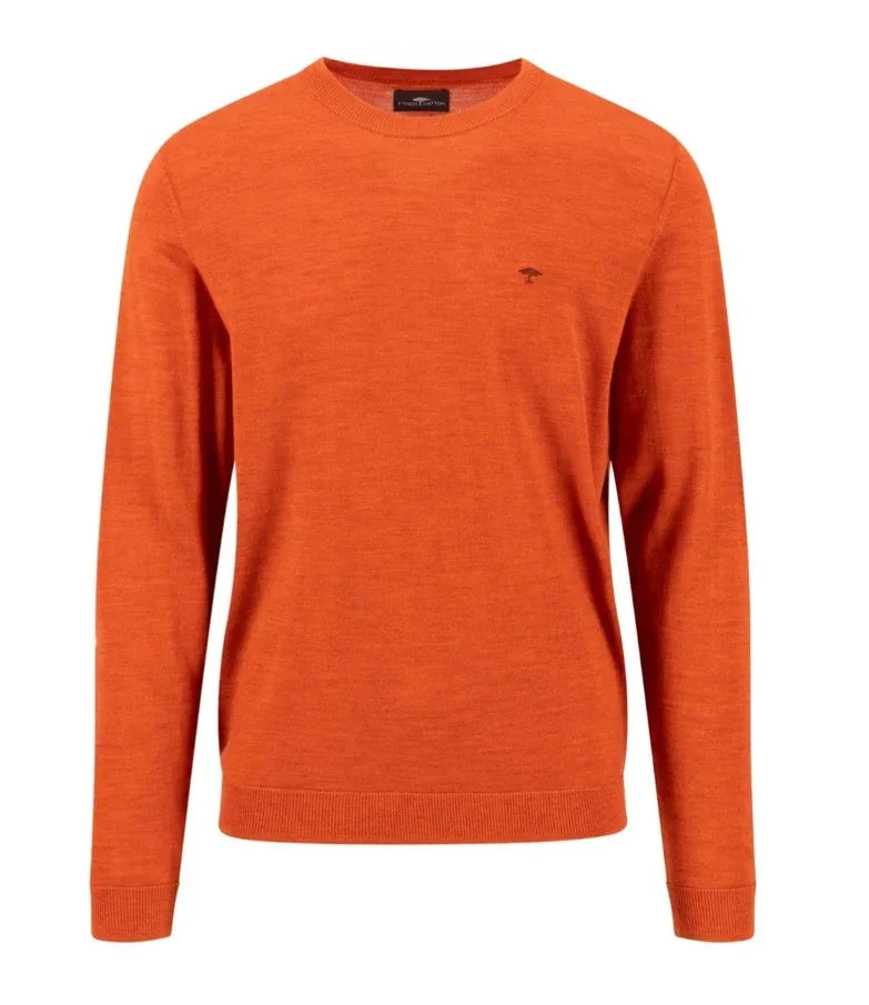 Fynch-Hatton sienna merino tröja med rund hals