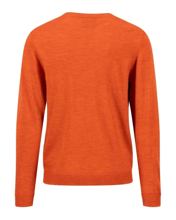 Fynch-Hatton O-Neck Merino RWS tröja i färgen sienna