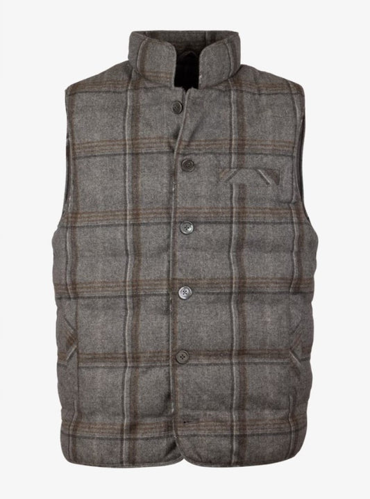 Vest Buttoned Checked Padded Wool / PES - 353 Grey check