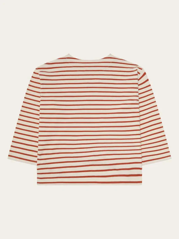 Randig långärmad t-shirt herr röd och vit bomull