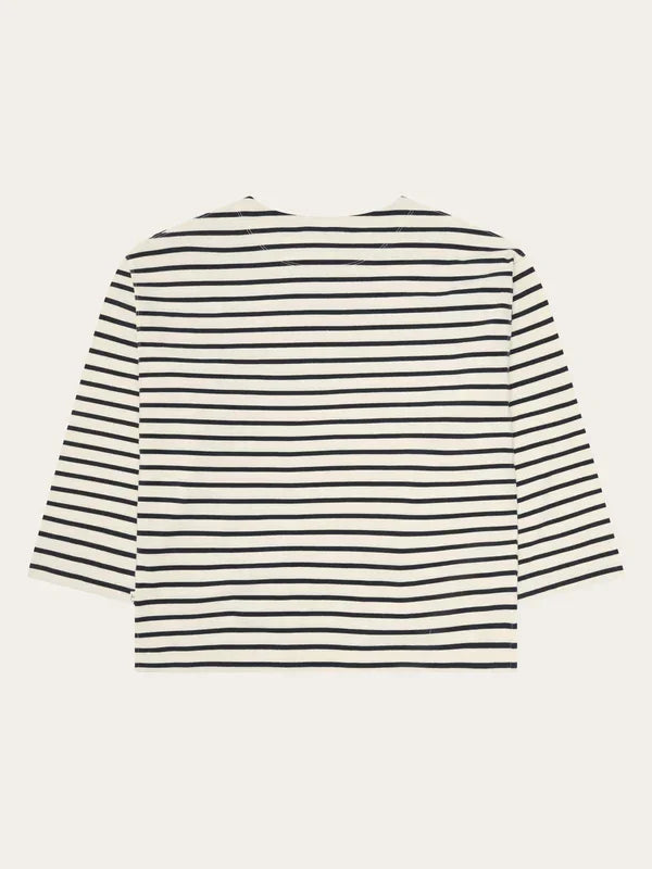 Randig långärmad t-shirt marinblå herr