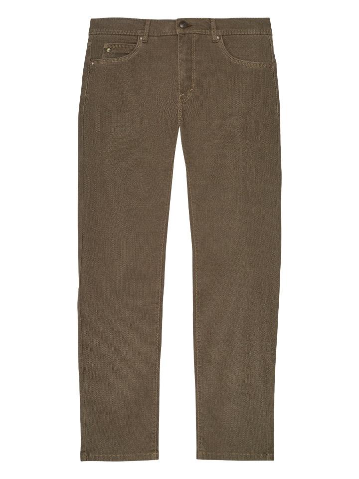 4-Way Stretch Micro Print Jeans - Light Camel – framsida