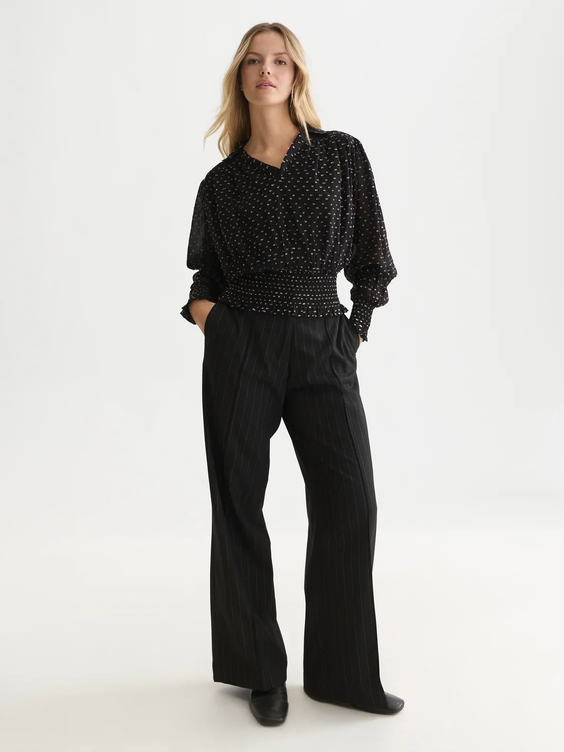Fil coupe smocked top - Meteorite – bild 1