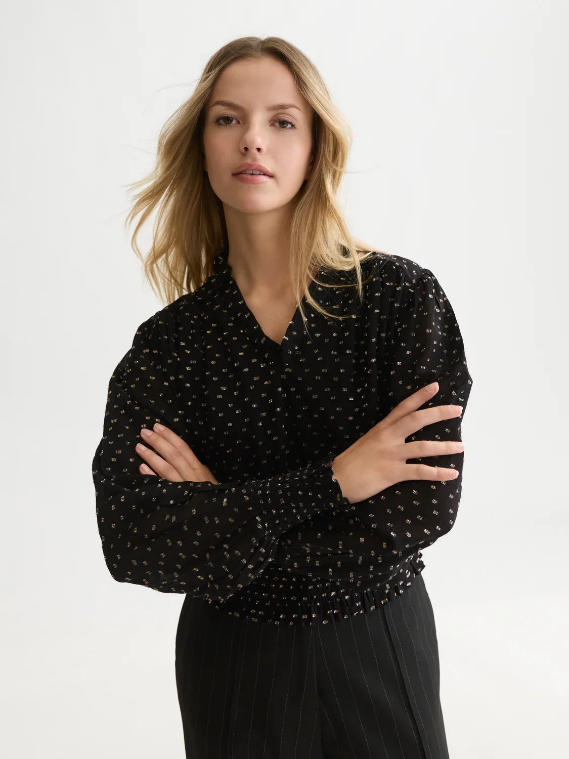 Fil coupe smocked top - Meteorite – bild 4