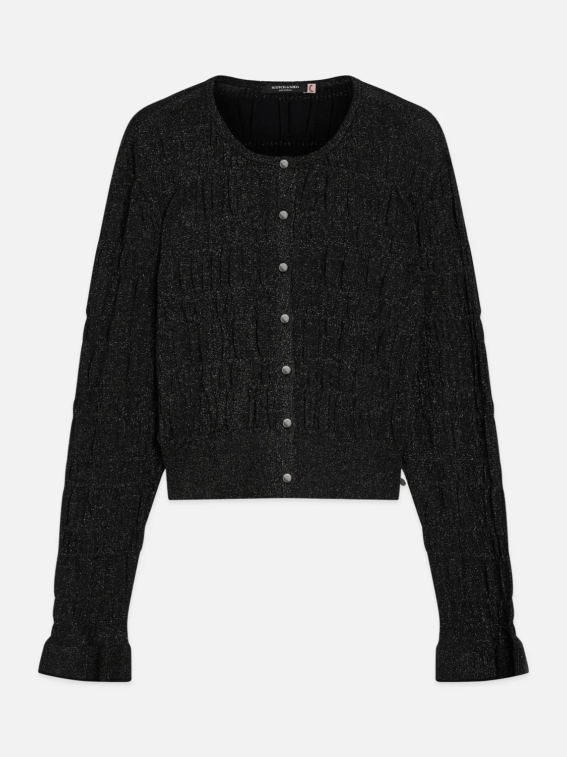 Smock stitch crew neck cardigan - Meteorite – bild 5