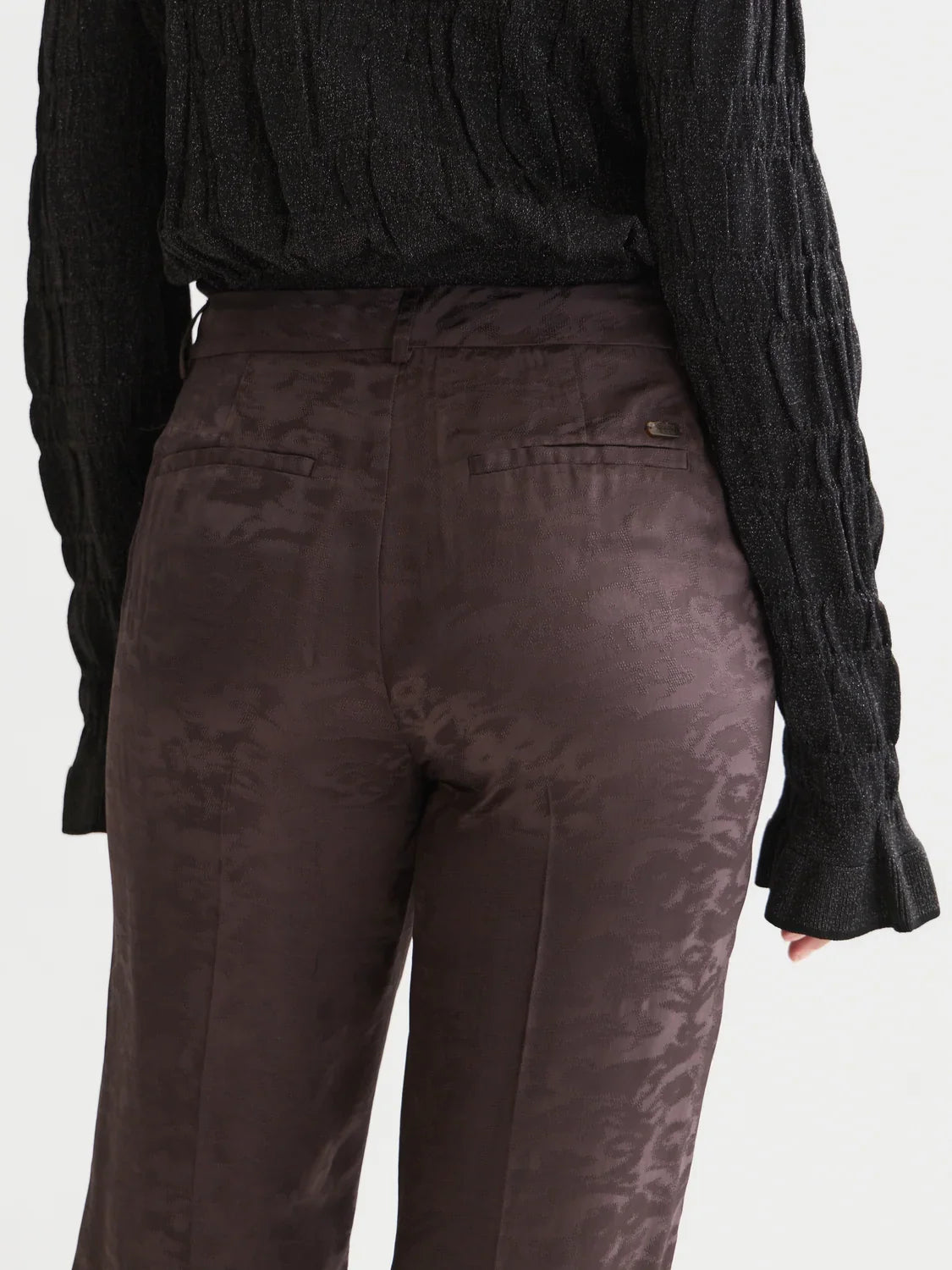 Isa - high-rise slim-leg jacquard pants - Shale – bild 3