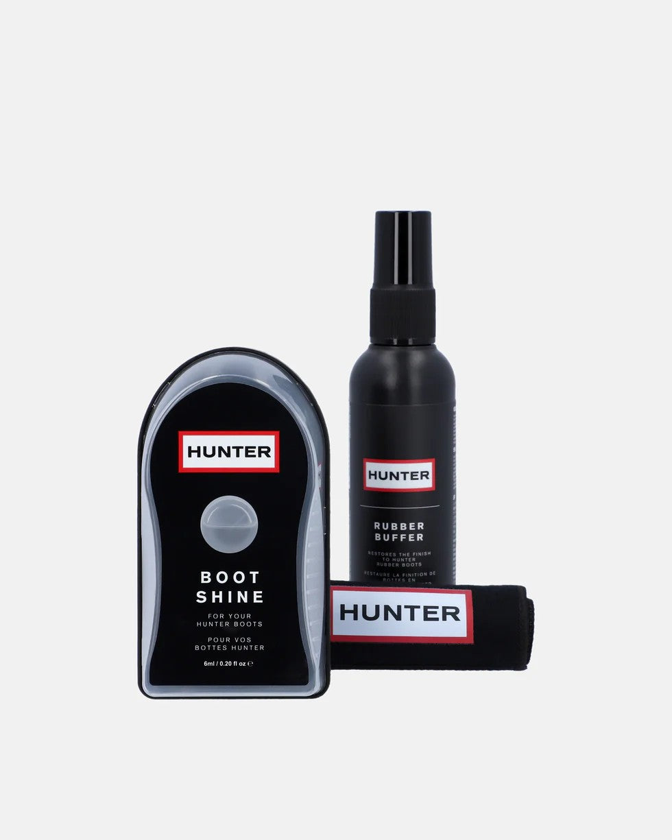Hunter sko- och gummistövelvårdssats med Boot Shine och Rubber Buffer
