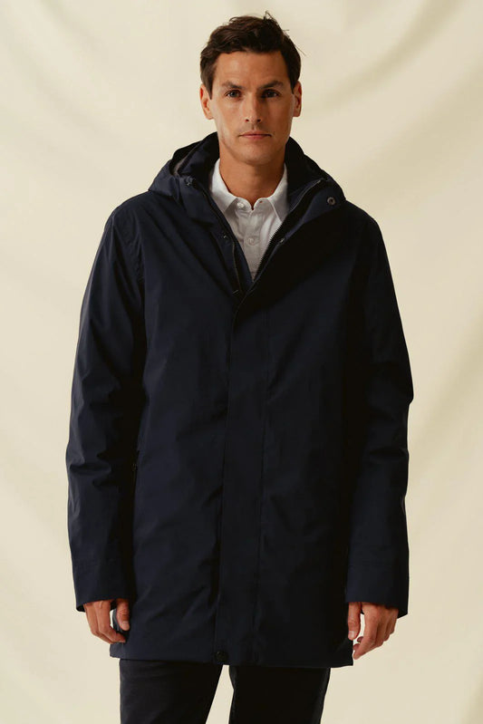 Verese herr jacka – marinblå parkas med huva för klassisk stil